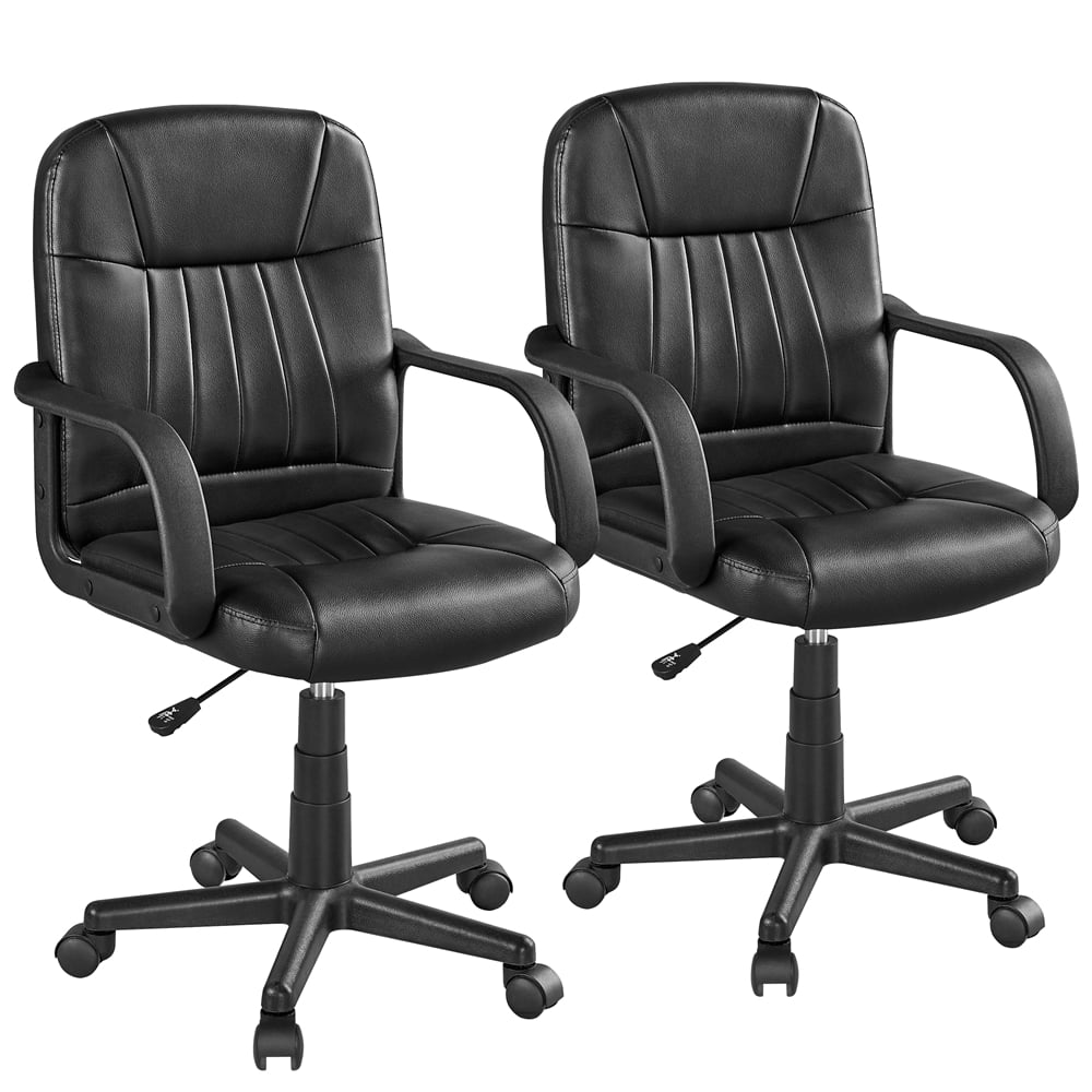Topeakmart 2PCS Faux Leather Adjustable Swivel Office Chair for Home Office, Black