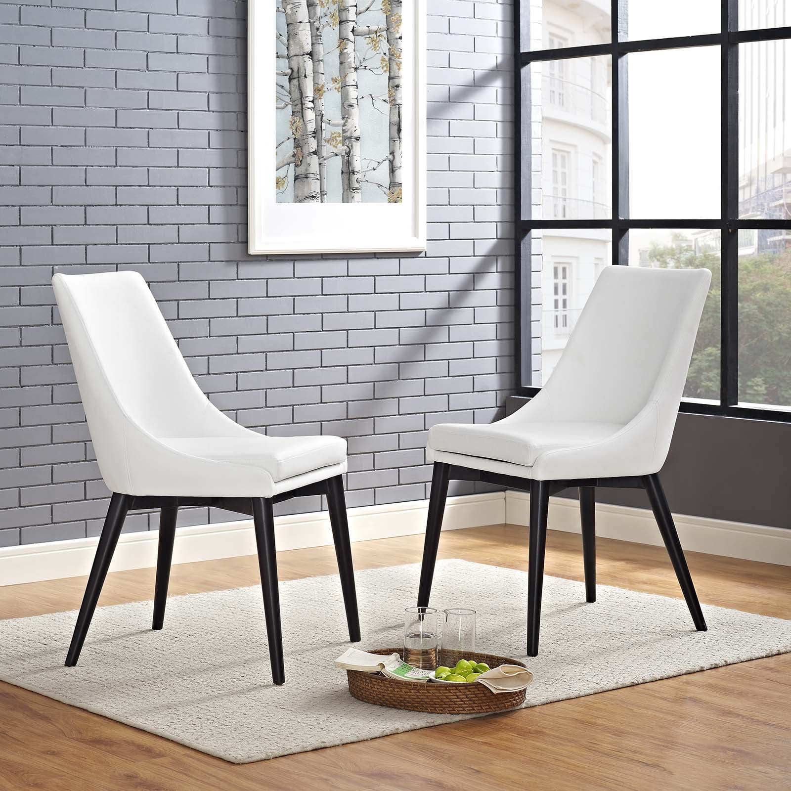 Modern Contemporary Urban Design Kitchen Room Dining Side Chair, White, Faux Leather