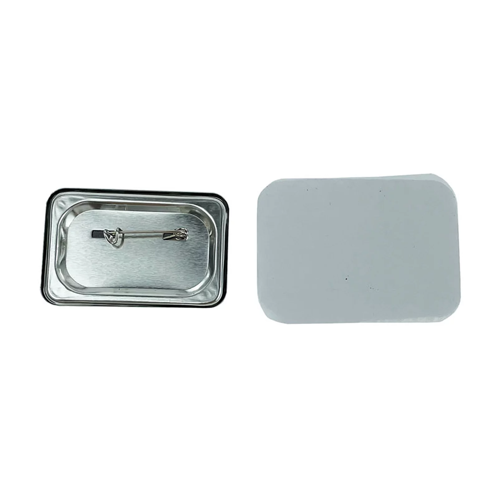 INTBUYING 100set 40*60mm Rectangle Badges Pin Back Button Metal for DIY Craft
