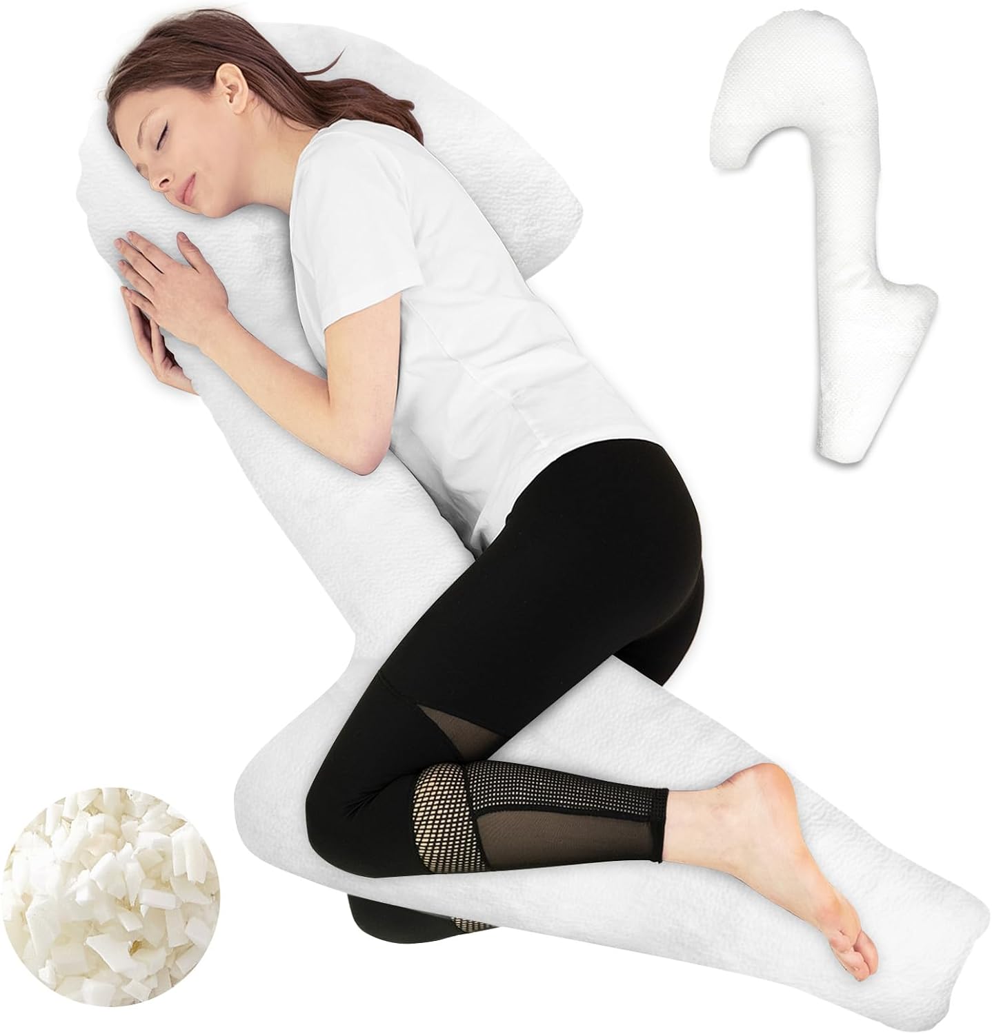 HOMCA Body Pillows for Adults, Shredded Memory Foam Swan Pregnancy Pillow, Side Sleeper Pillows with Cover to Support for Head, Neck, Back, Belly, Knee, Leg, Ankle