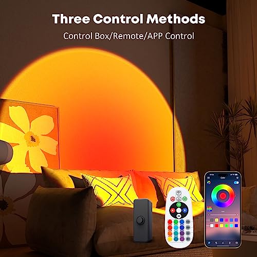 Sunset Lamp Projection Led Lights with Remote, Multicolor Night Light 360° Rotation Rainbow Lights 4 Modes Setting for Photography/Selfie/Party/Home/Living Room/Bedroom Decor, Gifts for Women