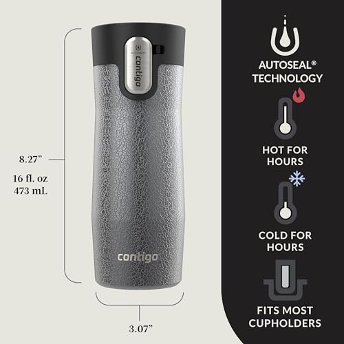 Contigo AUTOSEAL West Loop Vacuum-Insulated Stainless Steel Travel Mug with Easy-Clean Lid 20 oz Sake