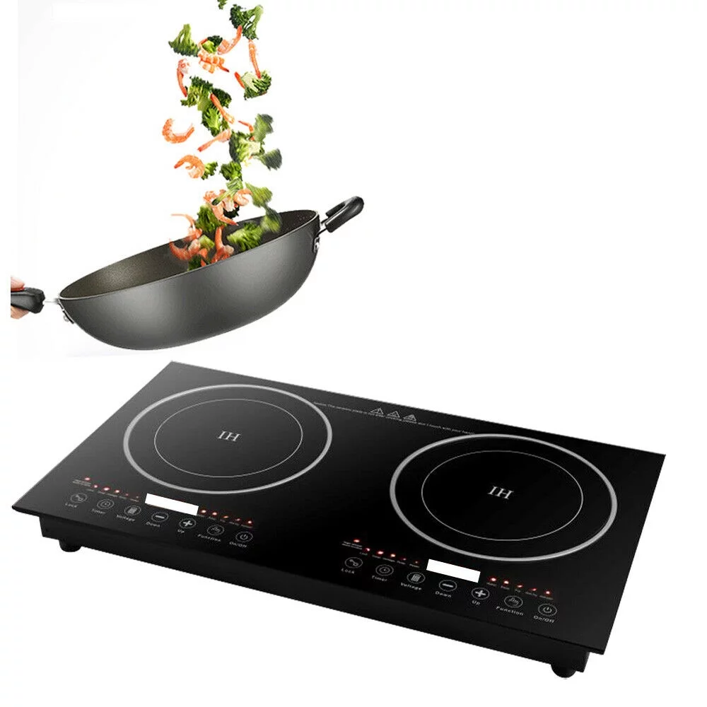OUKANING 1200W+1200W Dual Burners Electric Cooker Burner Stove Cooktop Stove Cooker Black
