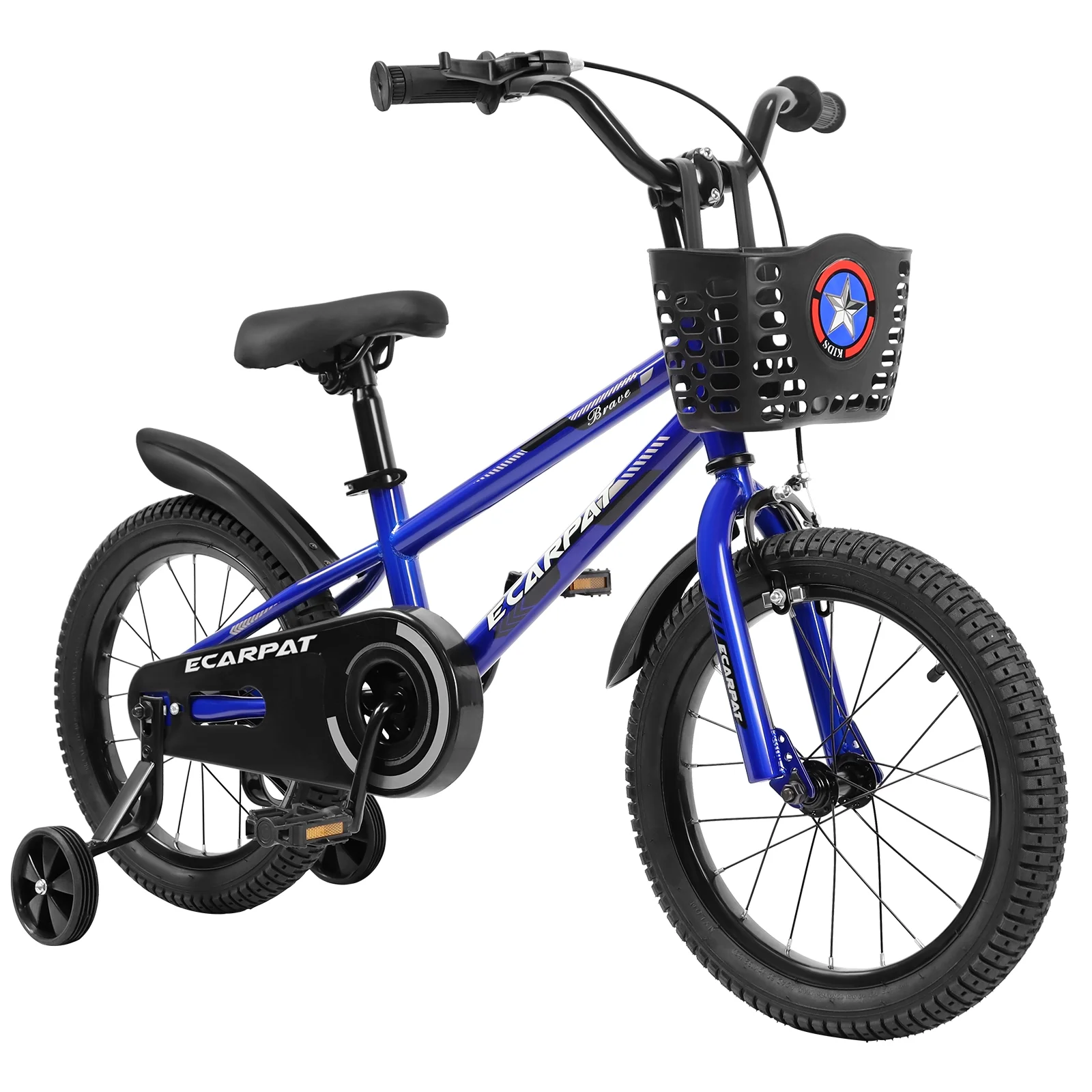Kids Bike 14 inch for 3-6 Year Old with Training Wheels, Freestyle Kids' Bicycle with Bell,Basket and fender, Children's Bicycle, Birthday Gift for Boys Girls