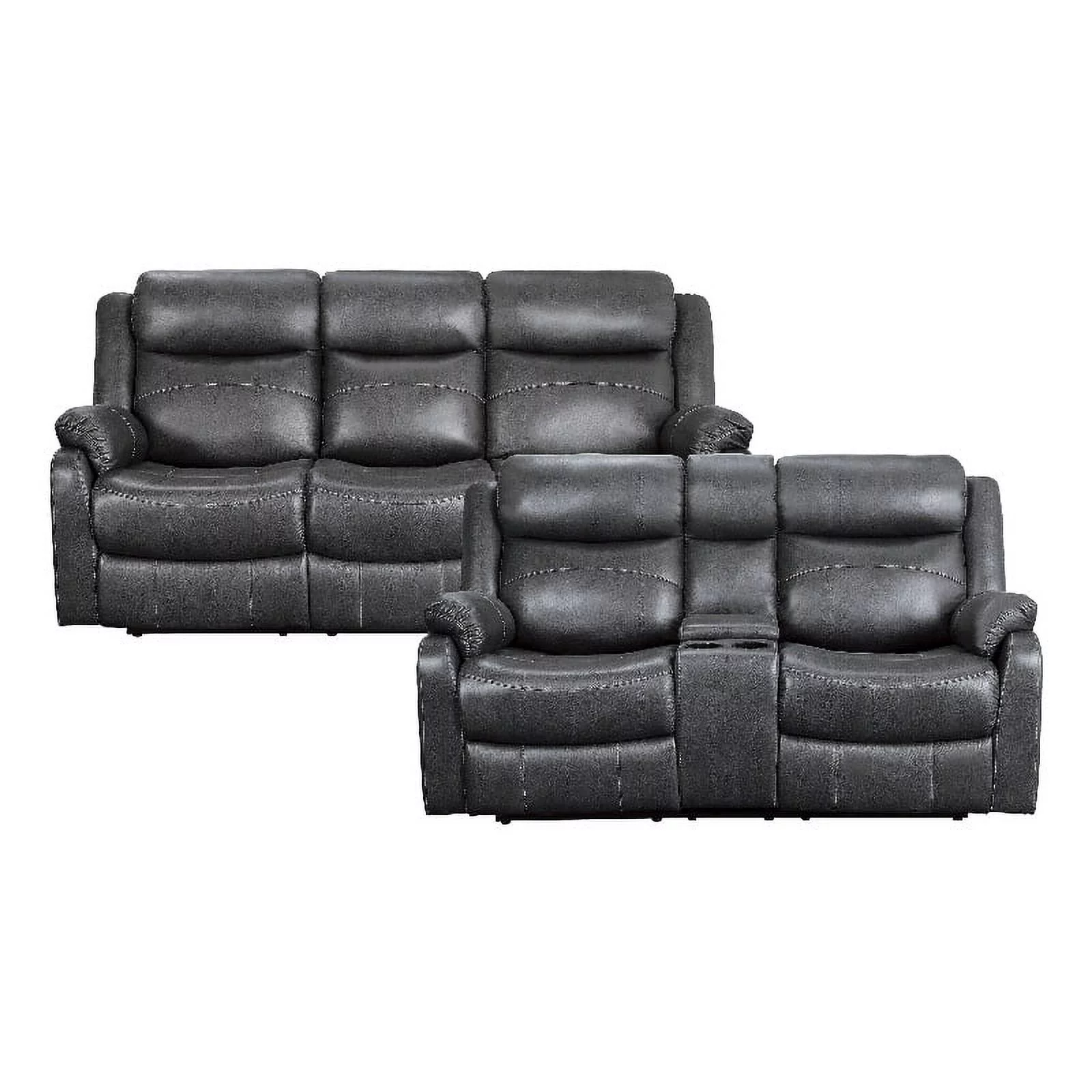 Lexicon Yerba Microfiber 2-Piece Manual Reclining Sofa Set in Dark Gray