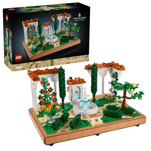 LEGO Icons Fountain Garden Building Set - DIY Kit for Adults, Ages 18+ - Miniature Craft Building Blocks for Home Decor, Display - Gift for Mother's Day - with Cypress Trees and Grape Vines - 10359