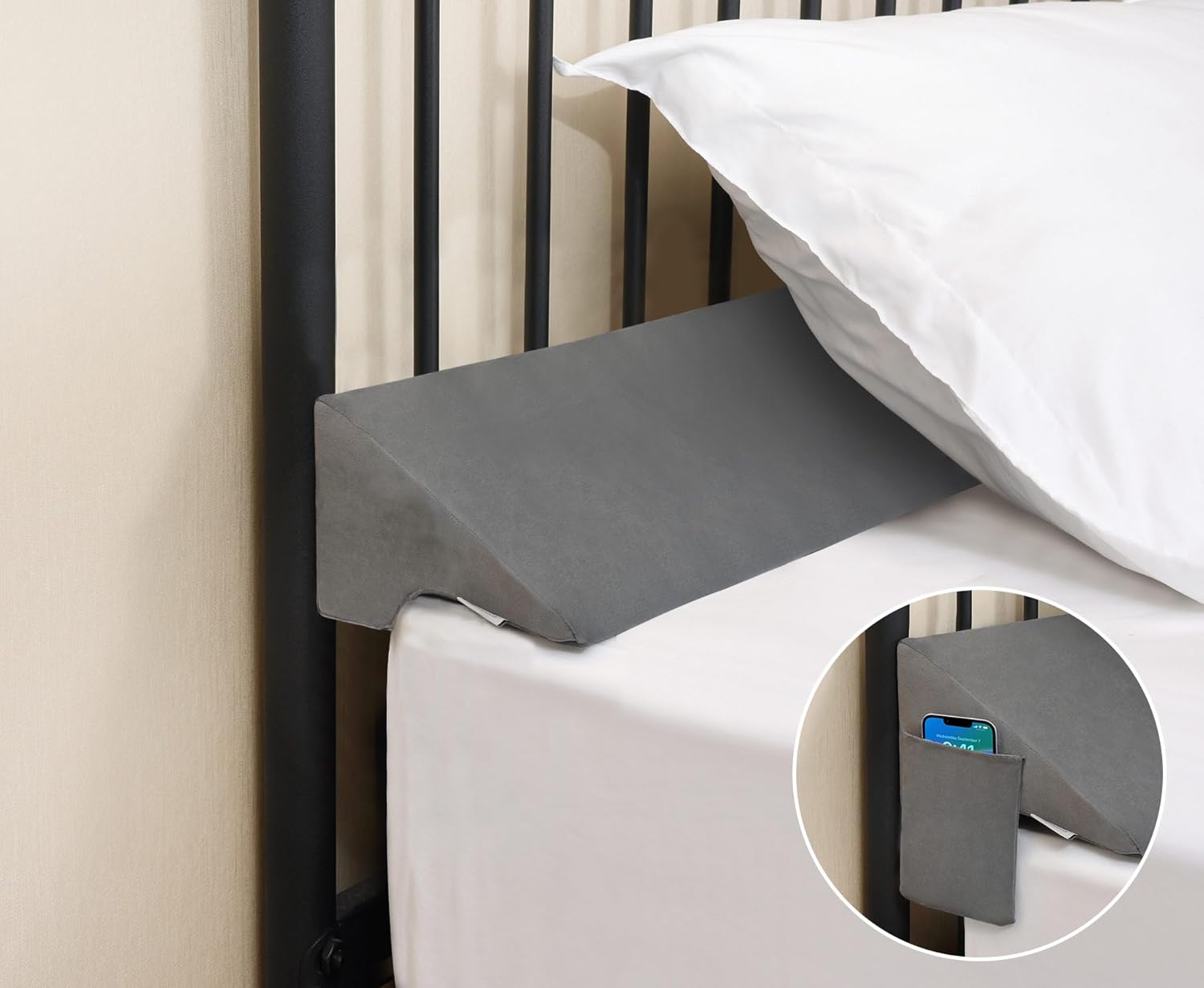 Vekkia Bed Wedge Pillow/Headboard Pillow/Pillow Wedge for Headboard Gap/Bed Gap Filler,Close Gap (0-3.5