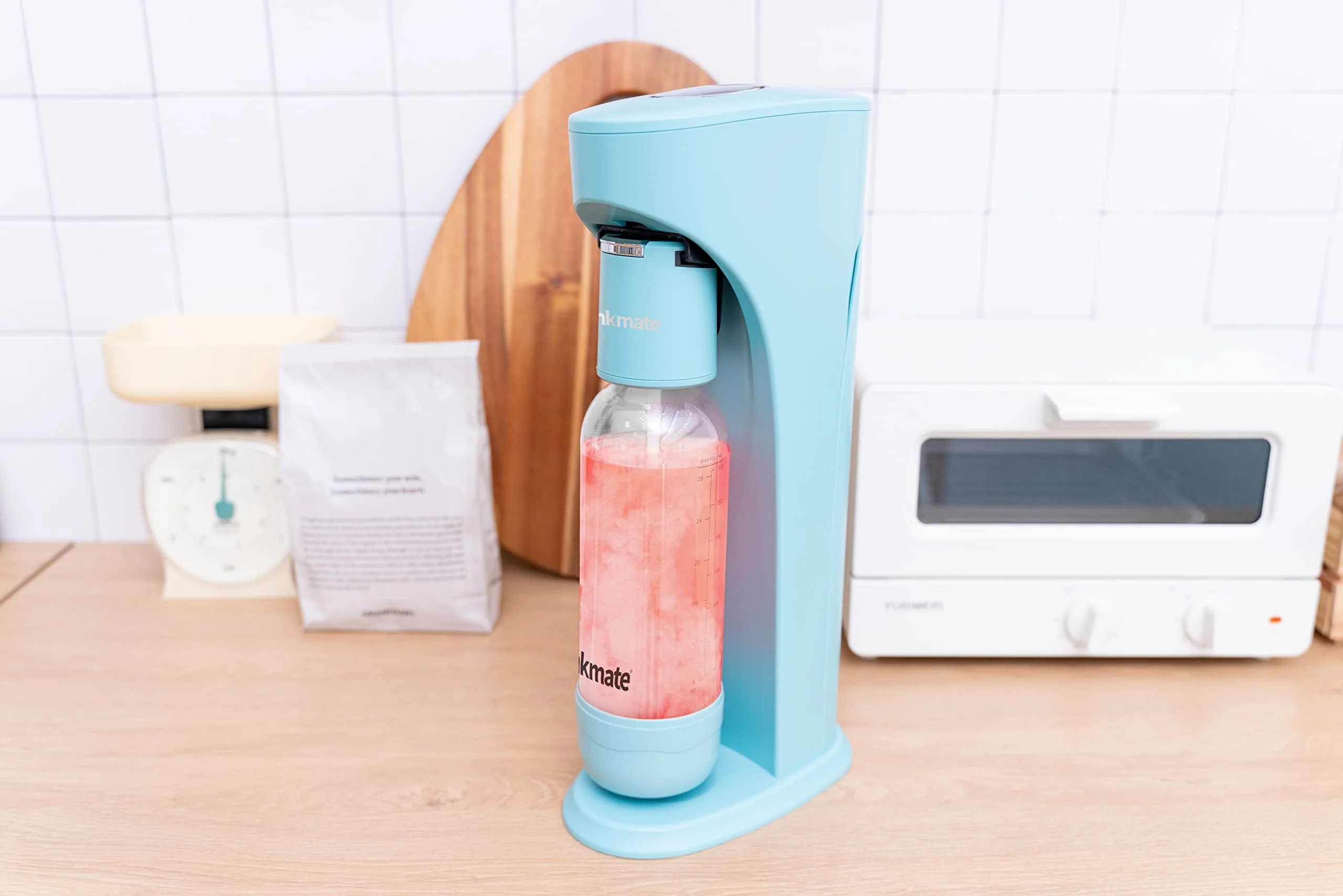 Drinkmate OmniFizz Sparkling Water and Soda Maker, Carbonates Any Drink, with 3oz CO2 Test Cylinder (Arctic Blue)