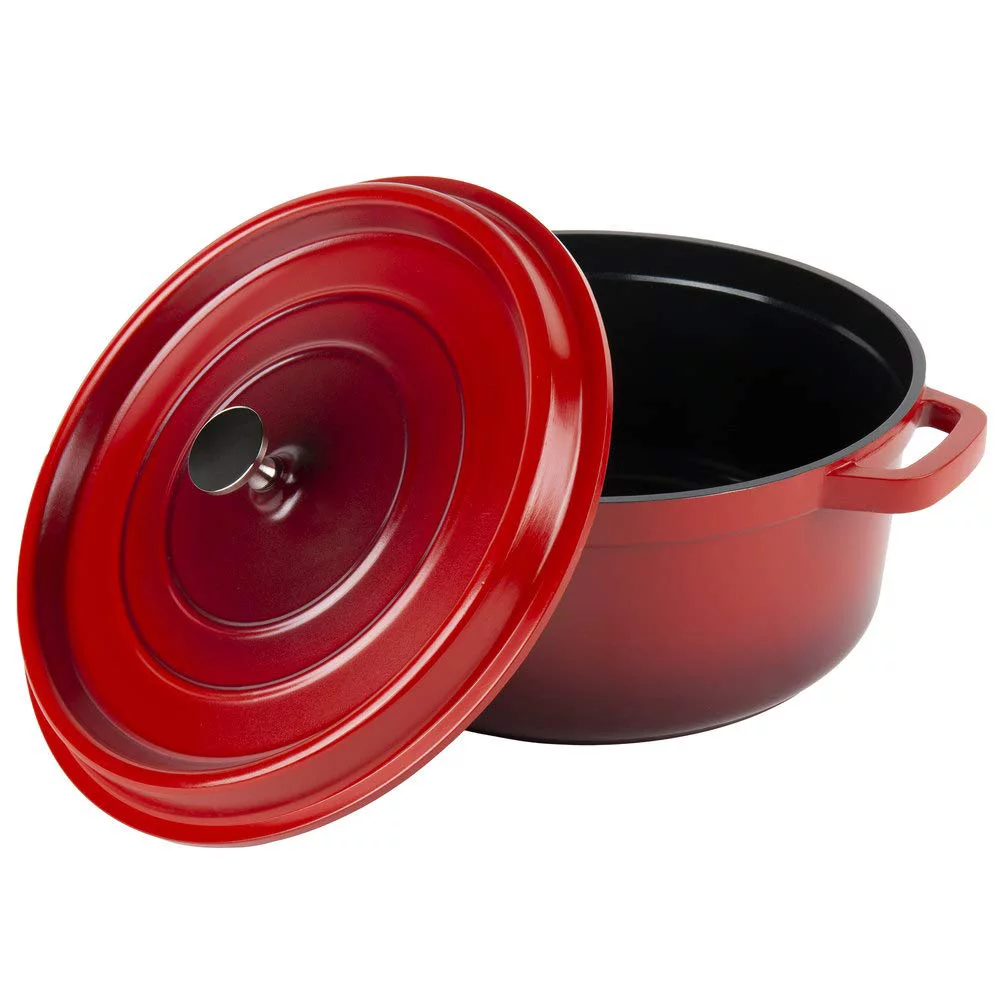 Heiss® Energy-Efficient Cast Aluminum Dutch Oven, 6.5 Quart, Round, Red