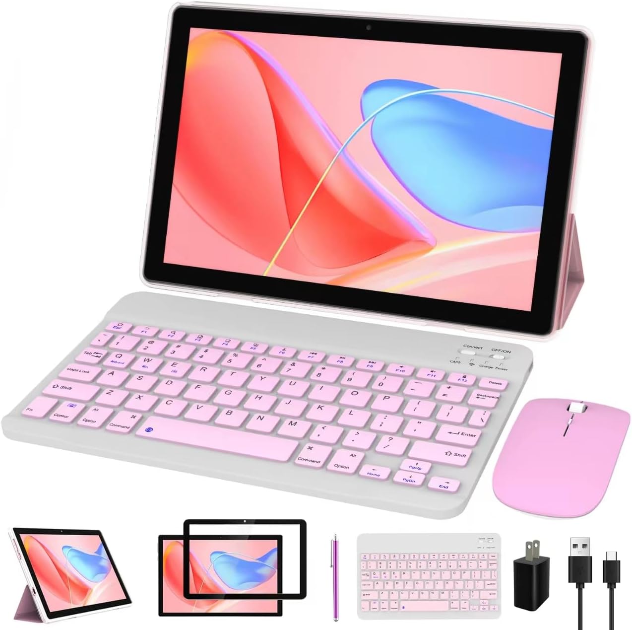 Tablet 10 Inch Android 13 Tablets 2 in 1 Tablet With Keyboard 64GB+8GB RAM 10.1