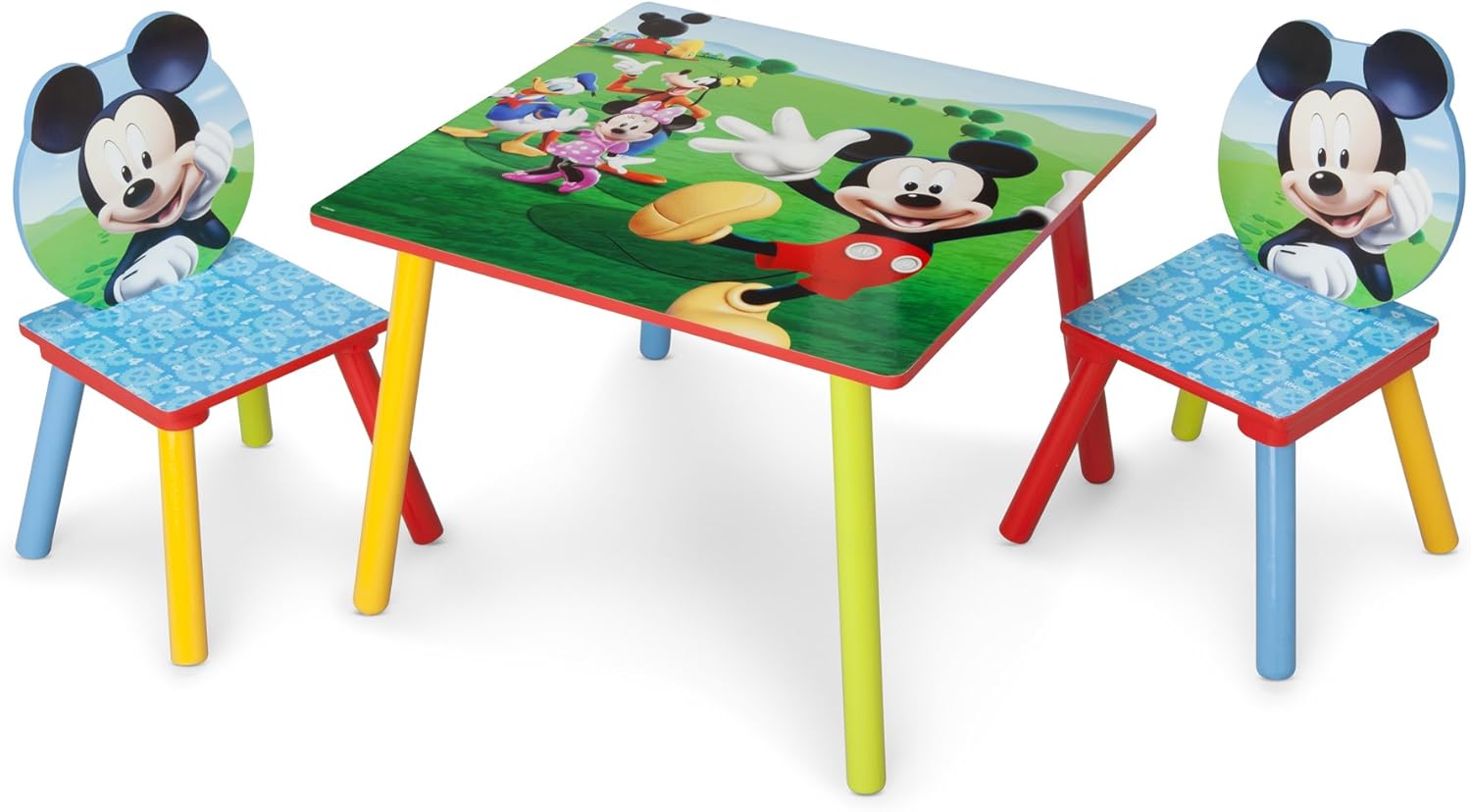 Delta Children Kids Table and Chair Set (2 Chairs Included) - Ideal for Arts & Crafts, Snack Time & Disney Mickey Mouse 6 Bin Design and Store Toy Organizer
