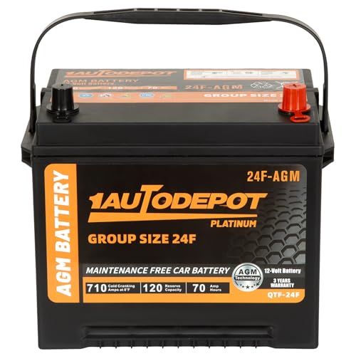 BCI Group 24F Car Battery, 12V 70Ah Automotive Battery Premium Maintenance Free AGM Batteries, 710CCA, 120RC, 36 Months Warranty