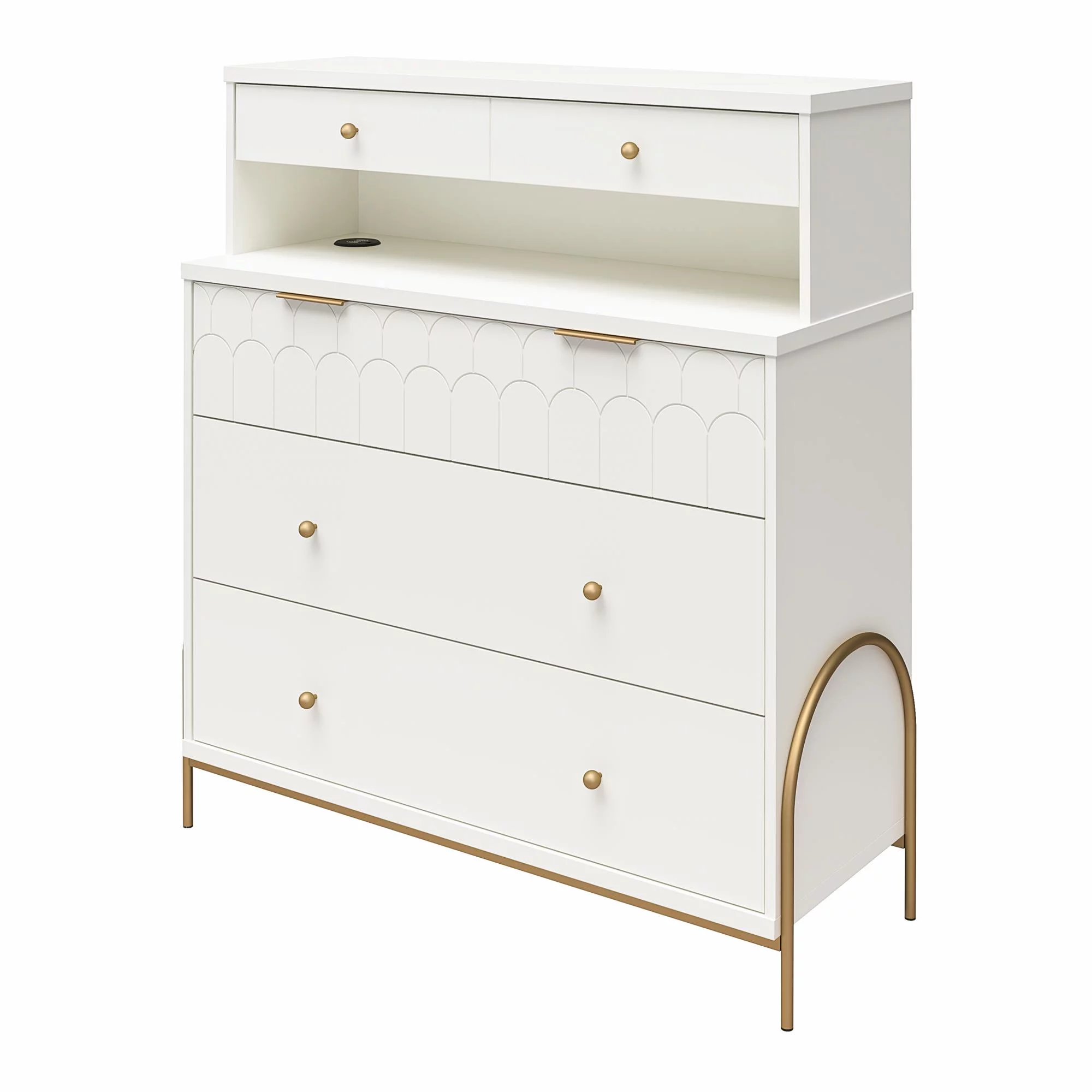 CosmoLiving by Cosmopolitan Anastasia 4 Drawer Dresser w/ Hutch, White