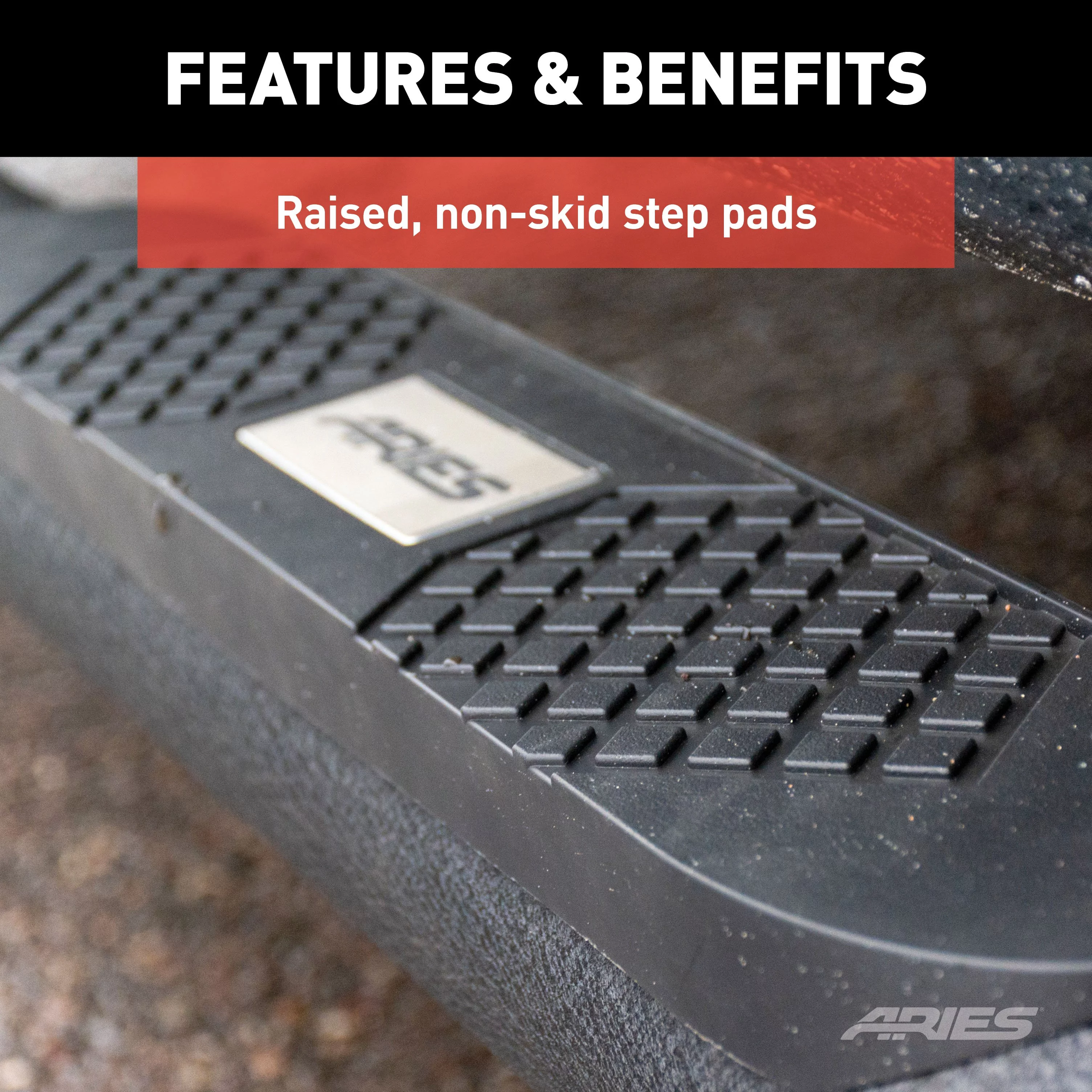 ARIES AL235041 Big Step 4-Inch Round Black Aluminum Nerf Bars, Select Dodge, Ram 1500, 2500, 3500