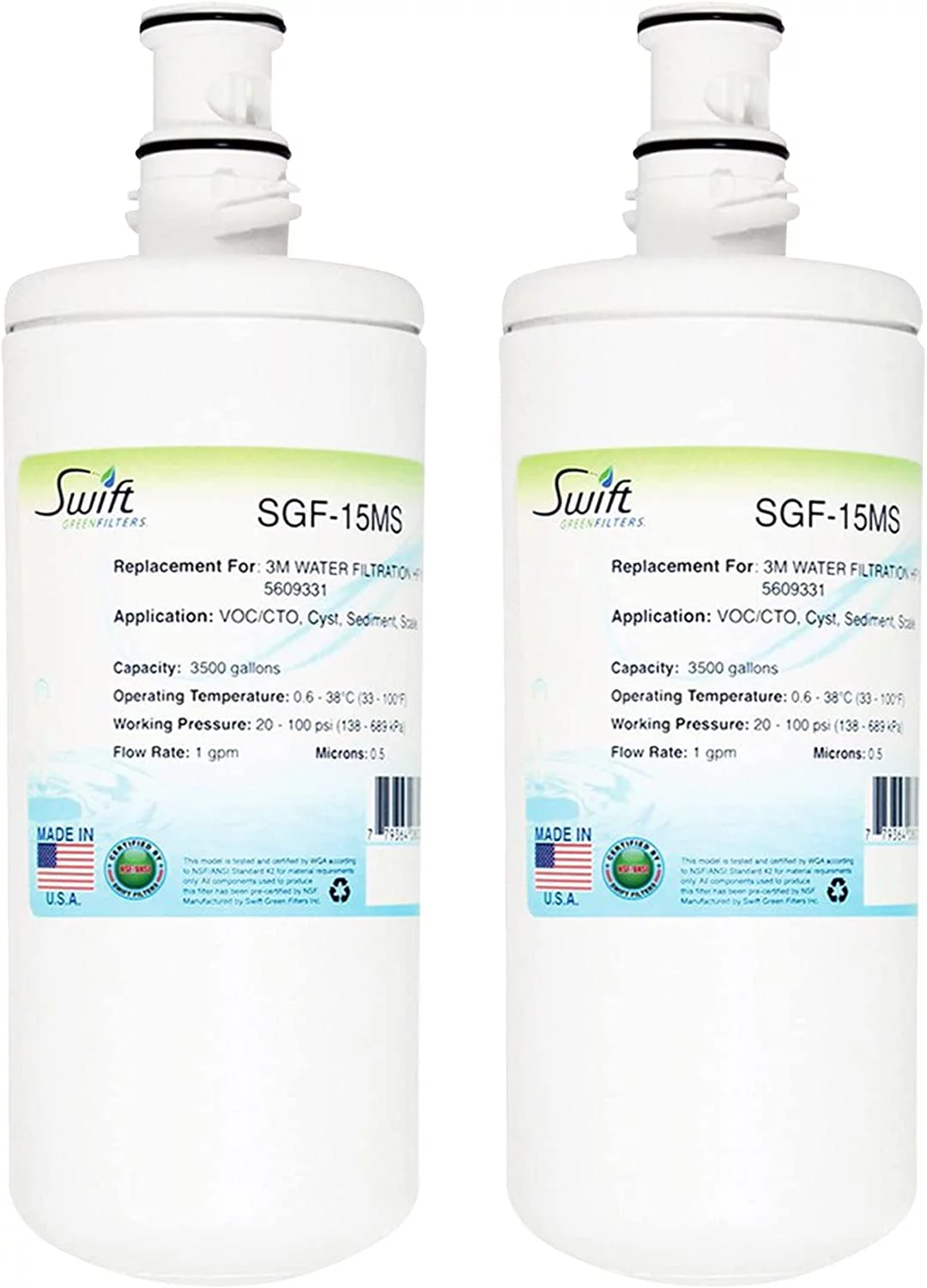 Swift Green Filters SGF-15MS Compatible for HF15-MS,5609331 Commercial Water Filter (2 Pack),Made in USA