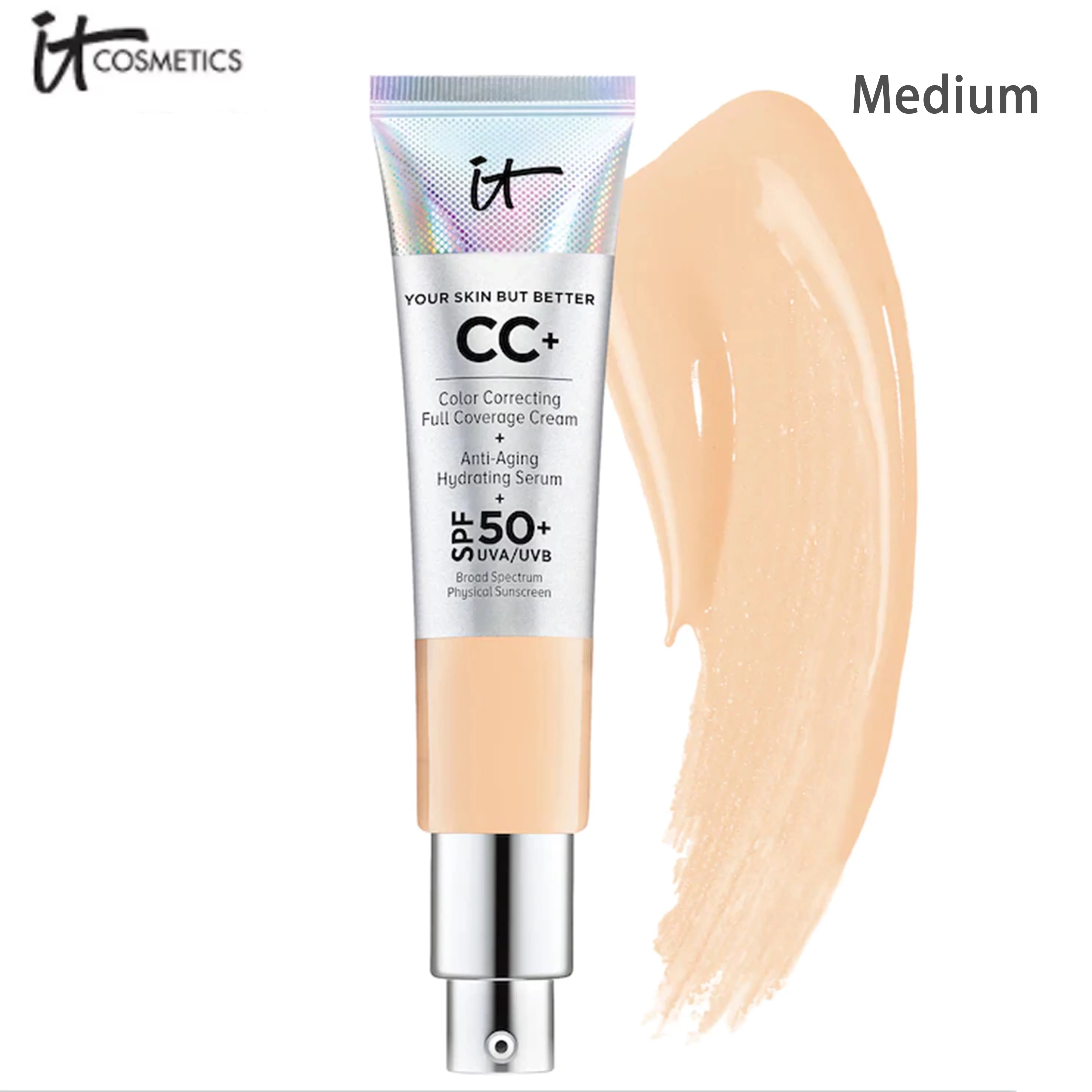 It Cosmetics CC+ Cream Your Skin But Better CC Cream Full Coverage Foundation SPF 50 UVA/UVB 1.08 fl oz / 32 ml ,