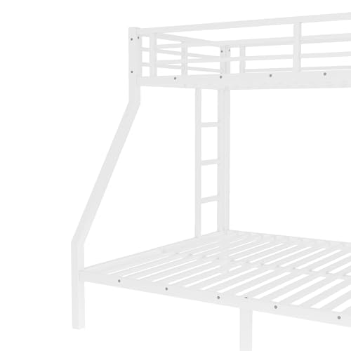 Heavy Duty Bunk Bed Frame with Ladder, Twin XL Over Twin XL Bunk Beds with Safety Guardrails, Adults Bunk Beds with Noise-Reducing Rubber Stoppers, Easy Assemble, Black