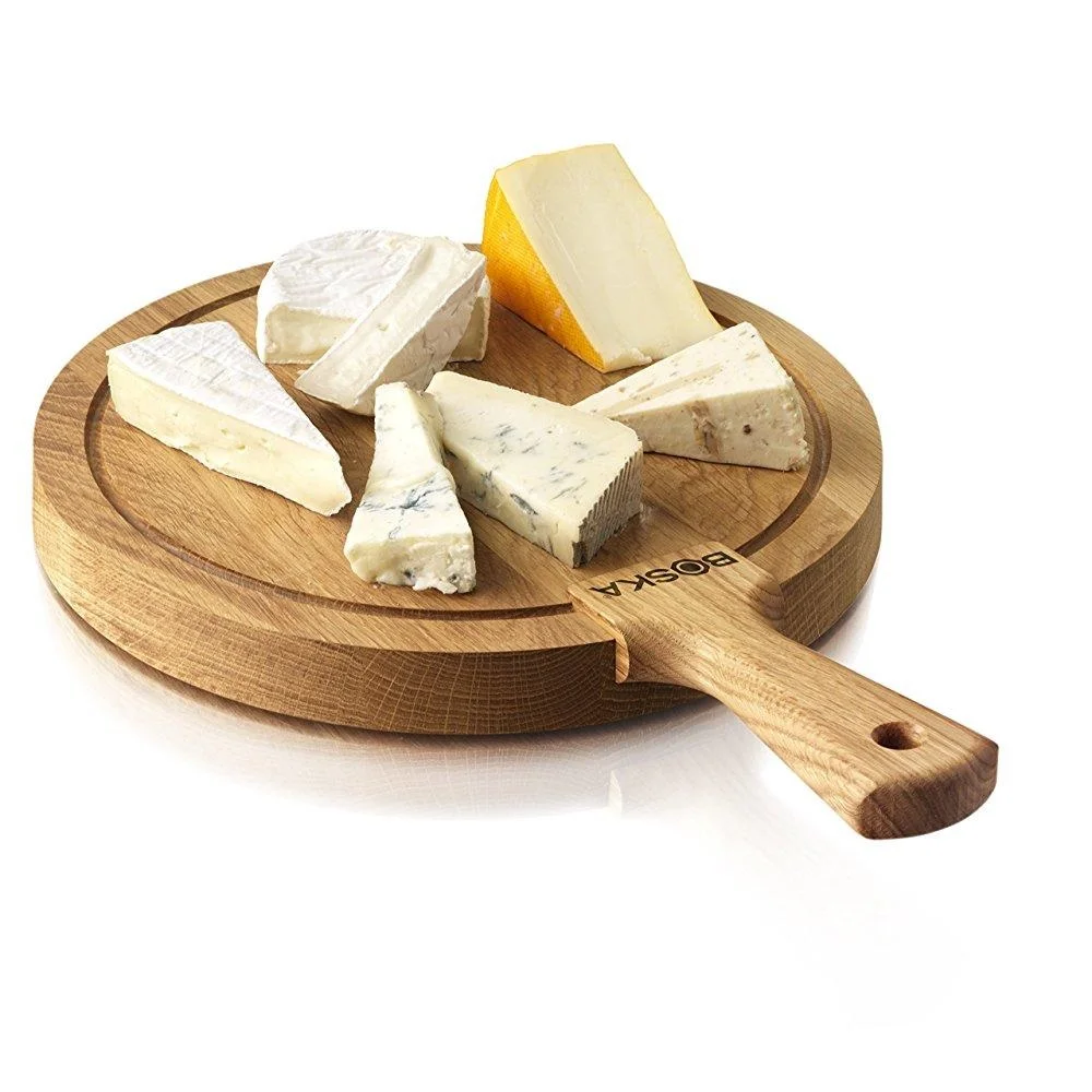 Boska Holland Life Collection Friends Round Wood Cheese Board with Handle, Medium