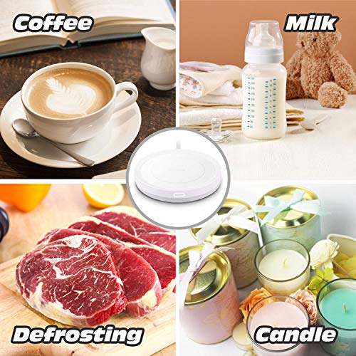 BESTINNKITS Smart Coffee Cup Warmer Set, Auto On/Off Gravity-induction Mug Office Desk Use, Candle Wax Cup Warmer Heating Plate (Up To 131F/55C), 14oz