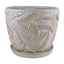 Garden & Home White 7 Inch Indoor Ceramic Planter Pot with an Attached Saucer and Drainage Hole for House Plants, Herbs, Flowers, Succulent Plants, Snake Plants, Plant Container, Gifts for Mom