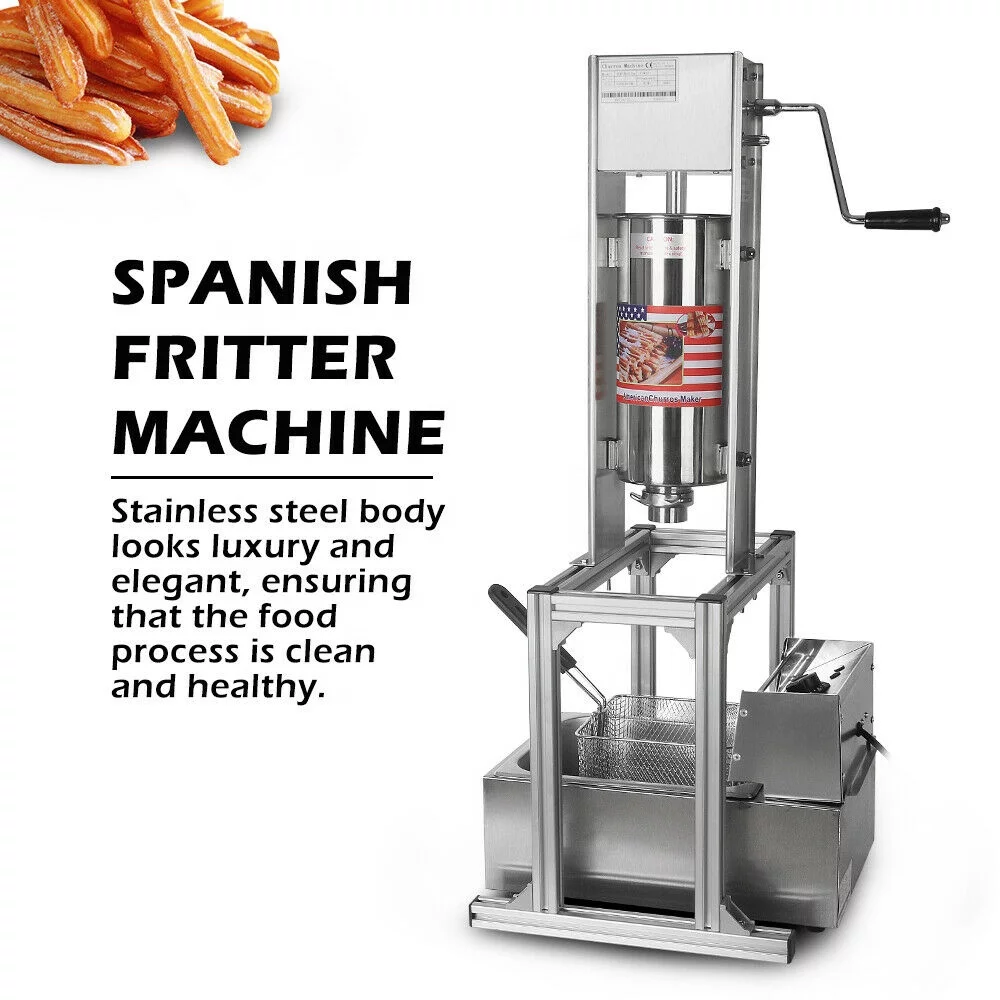 INTBUYING 5L Electric Churro Making Machine Churro Twisted Stick Maker with 6L Electric Deep Fryer