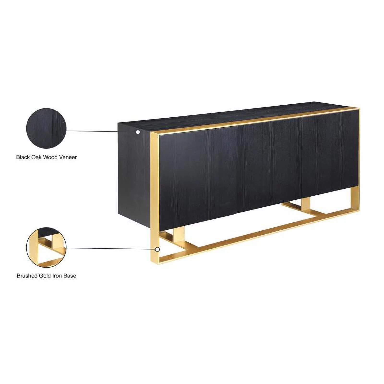 Meridian Furniture Sherwood Oak Wood Veneer Sideboard and Buffet in Black
