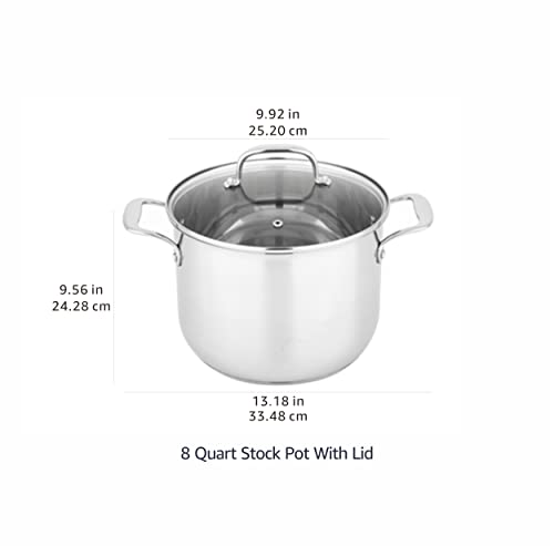 Amazon Basics - Stainless Steel Stock Pot with Lid, 8 Quart, Silver