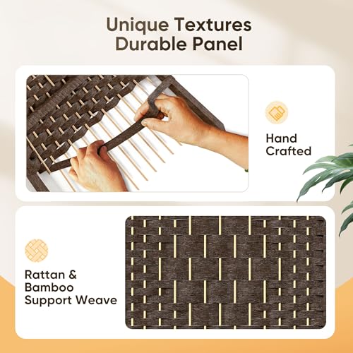 JOSTYLE Folding Privacy Room Divider, 4 Panel Screen Divider 6 ft. Tall Freestanding Extra Wide Rattan Room Partition Wall Separation Dividers, Grey