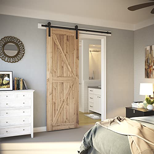 SMARTSTANDARD 6.6FT Barn Door Hardware kit, Barn Door Track, Sliding Door Hardware kit, Smoothly and Quietly -Heavy Duty Sturdy -Easy to Install, Fit 36