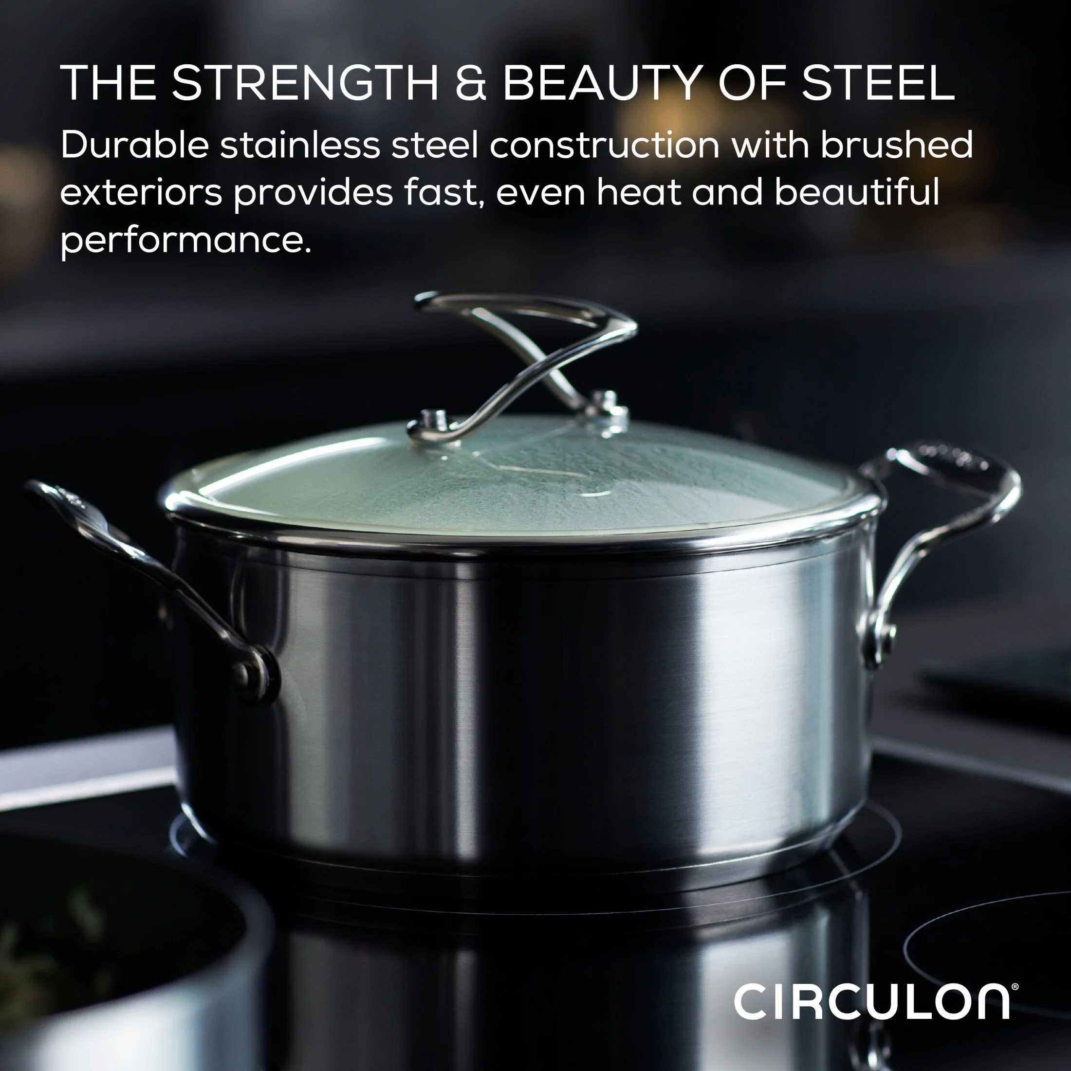 Circulon SteelShield Hybrid 5 Qt Stainless Steel Nonstick Induction Sauté Pan, Silver