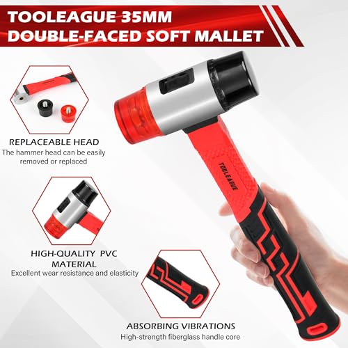 TOOLEAGUE 43Pcs Laminate Wood Flooring Installation Kit with 10-3/4 inch Double-Faced Soft Mallet,40Pcs Spacers,Heavy Duty Pull Bar and Tapping Block