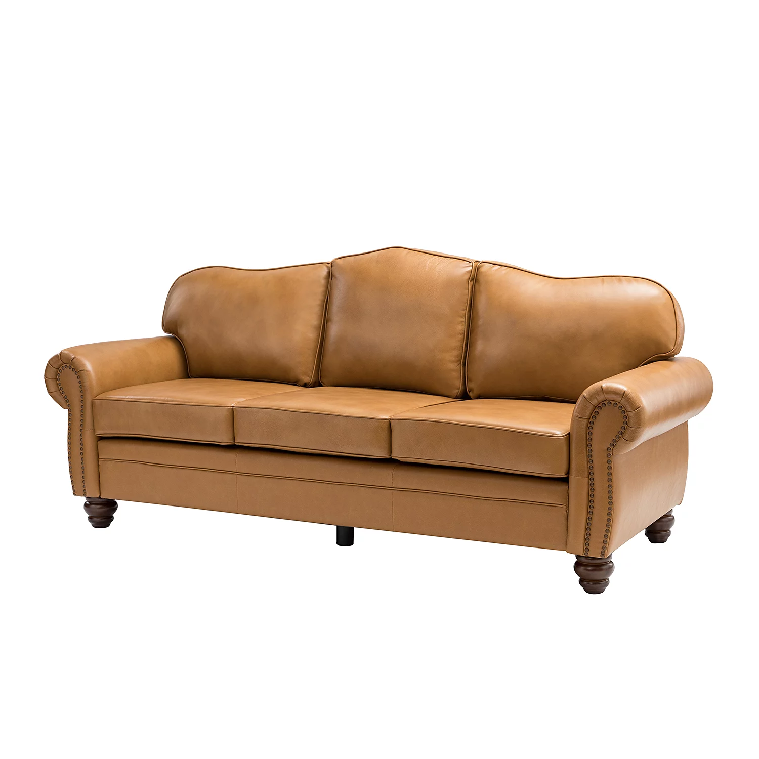 ARTFUL LIVING DESIGN Transitional Sofa with Removable Cushions and Nailhead Trim for Living Room, CAMEL
