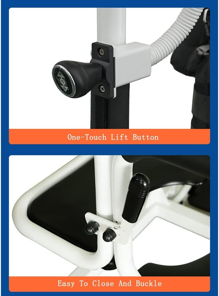 Electric Wheelchair Stair Lift, Electric Patient Lift, Bathroom Wheelchair with One Touch Lift Button Removable Seat Cushion