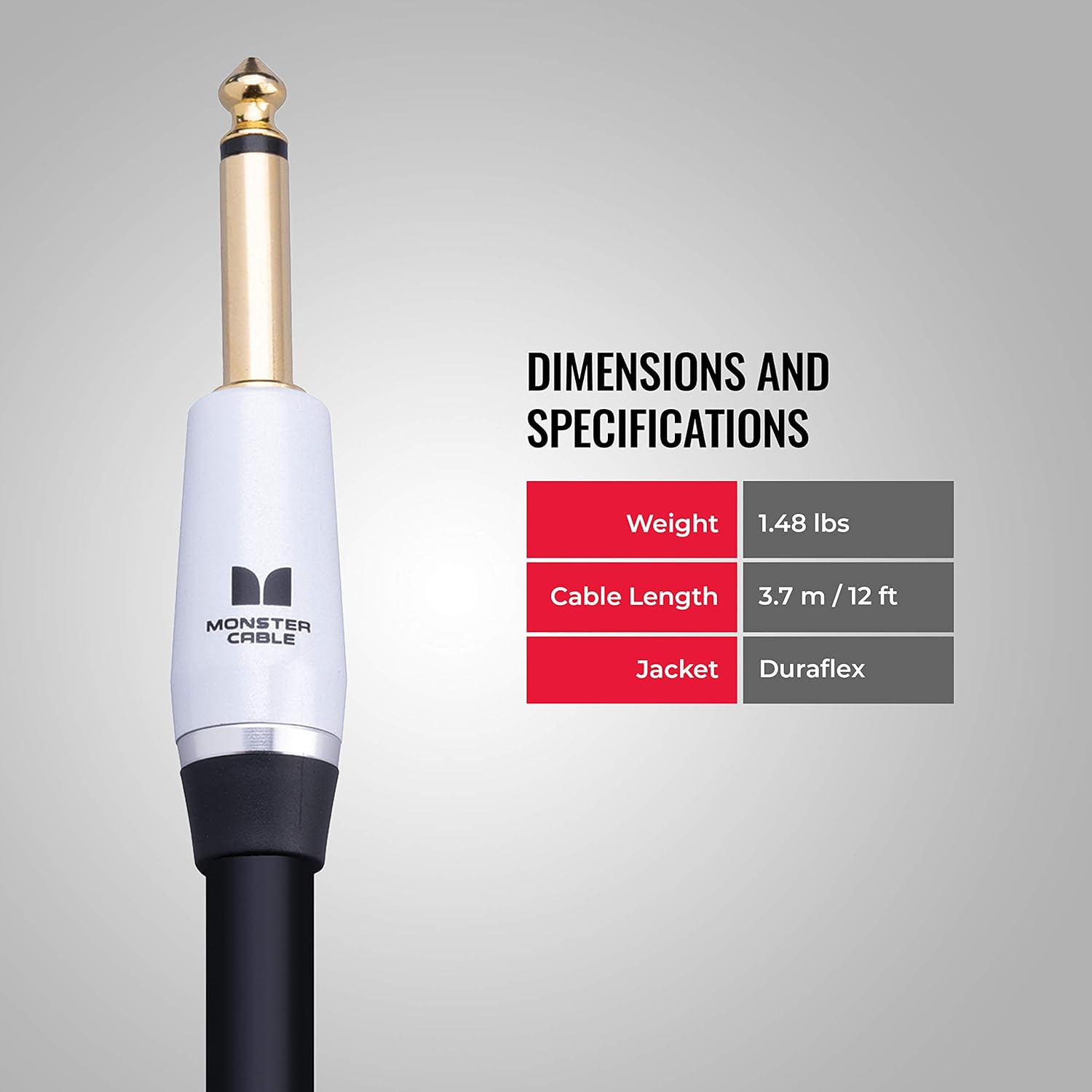 Monster Prolink Studio Pro 2000 Speaker Cable - Straight to Straight - 1/4 Inch Plugs, 12 feet
