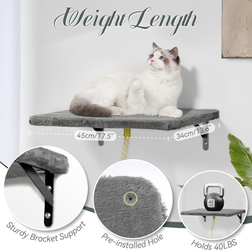 NUNU LAB 5-in-1 Wall-Mounted Cat Climber Set, Cats Wall Shelve, Wall-Mounted Cat Climbing Shelves, with House, Bridge, Steps, Scratcher, Hammock, Shelves (A-KM060)