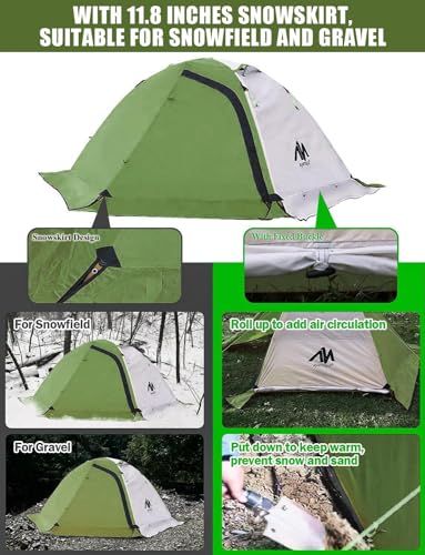 AYAMAYA 4 Season Backpacking Tent 2 Person Camping Tent Ultralight Waterproof All Weather Double Layer Two Doors Easy Setup 1 2 People Man Tents for Backpacker Outdoor Hiking Survival
