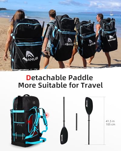 Abahub Adjustable Kayak Paddle 210-230 cm/ 230-250 cm Floating Kayaking Oars Boating Oars Canoeing Oars Black