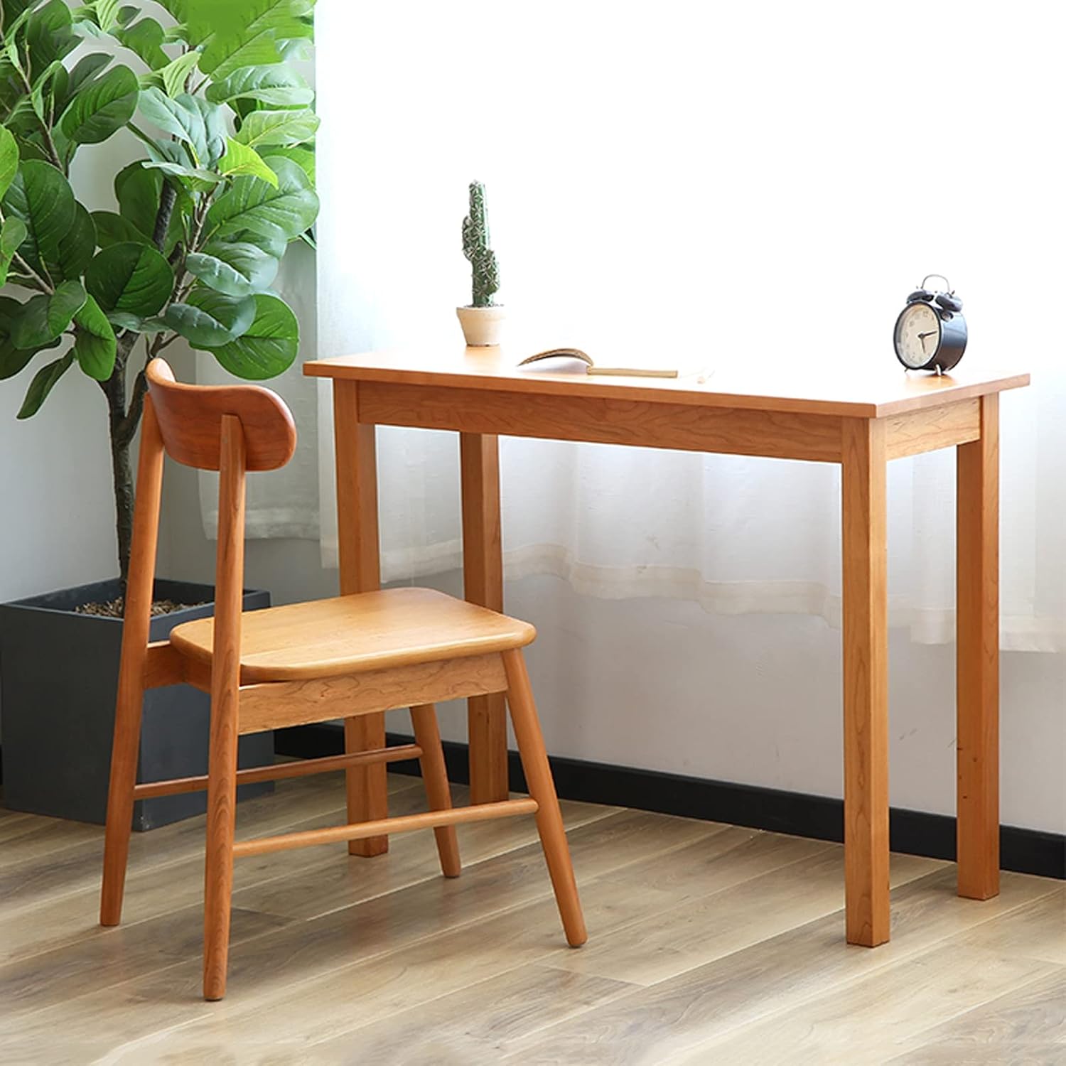 Computer Desk Home Narrow Wooden Desk 1.0/1.2/1.4 Meters Window Table Stable Writing Study Desk Simple Square Leg Cherry Wood Desk, Easy to Install Home Office Desks Pc Table ()