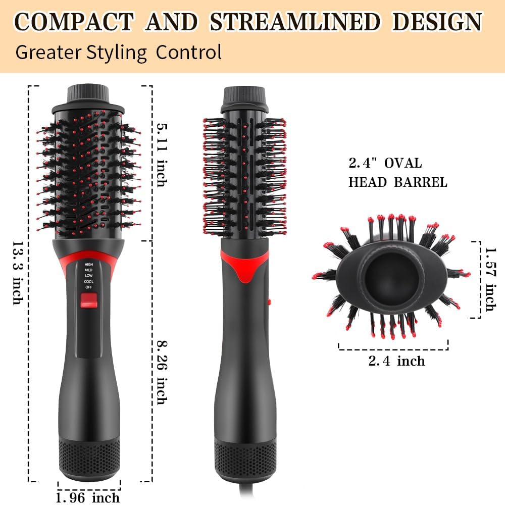 Hair Dryer Brush Blow Dryer Brush, Upgraded Plus 2.0 Hair Dryer and Hot Air Brush, 4-in-1 One Step Blow Dryer and Styler Volumizer with Negative Ion Ceramic Titanium Barrel Hair Dryer Straightener