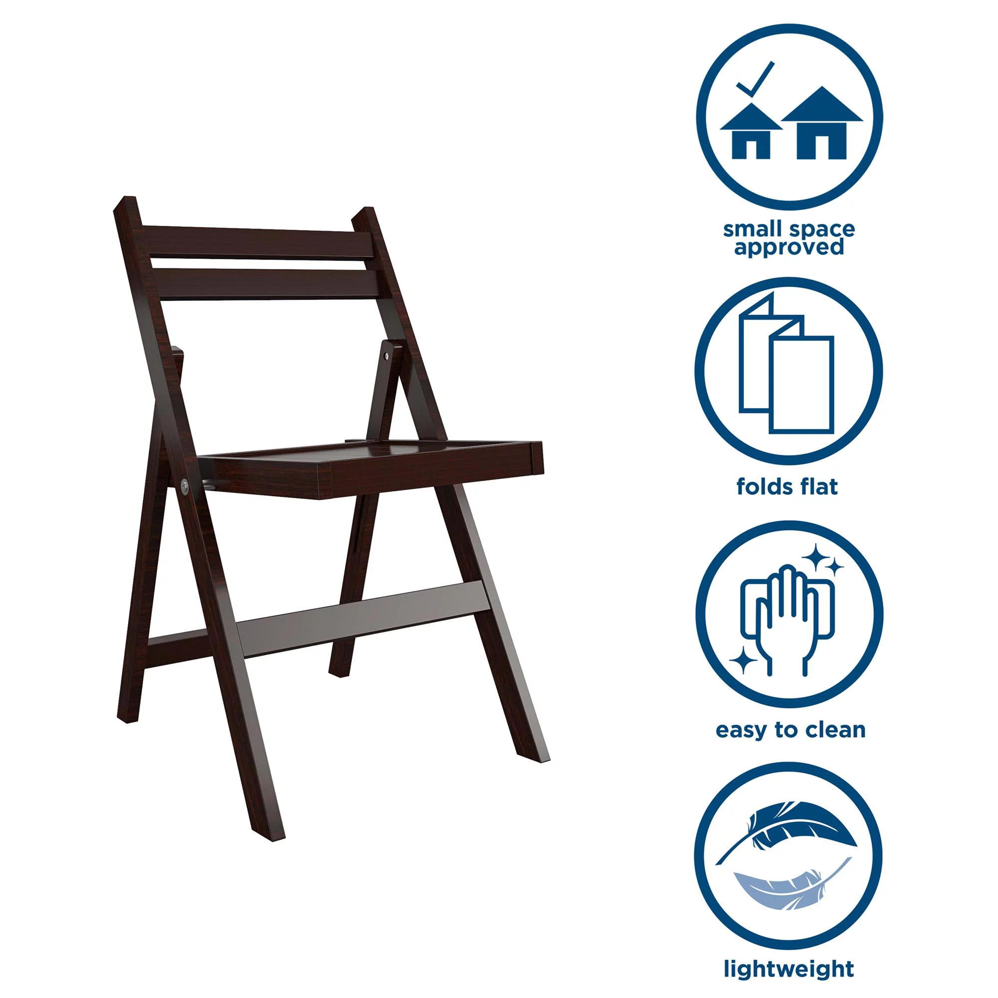 COSCO XL Folding Wood Chair, Dark Mahogany, 2-Pack