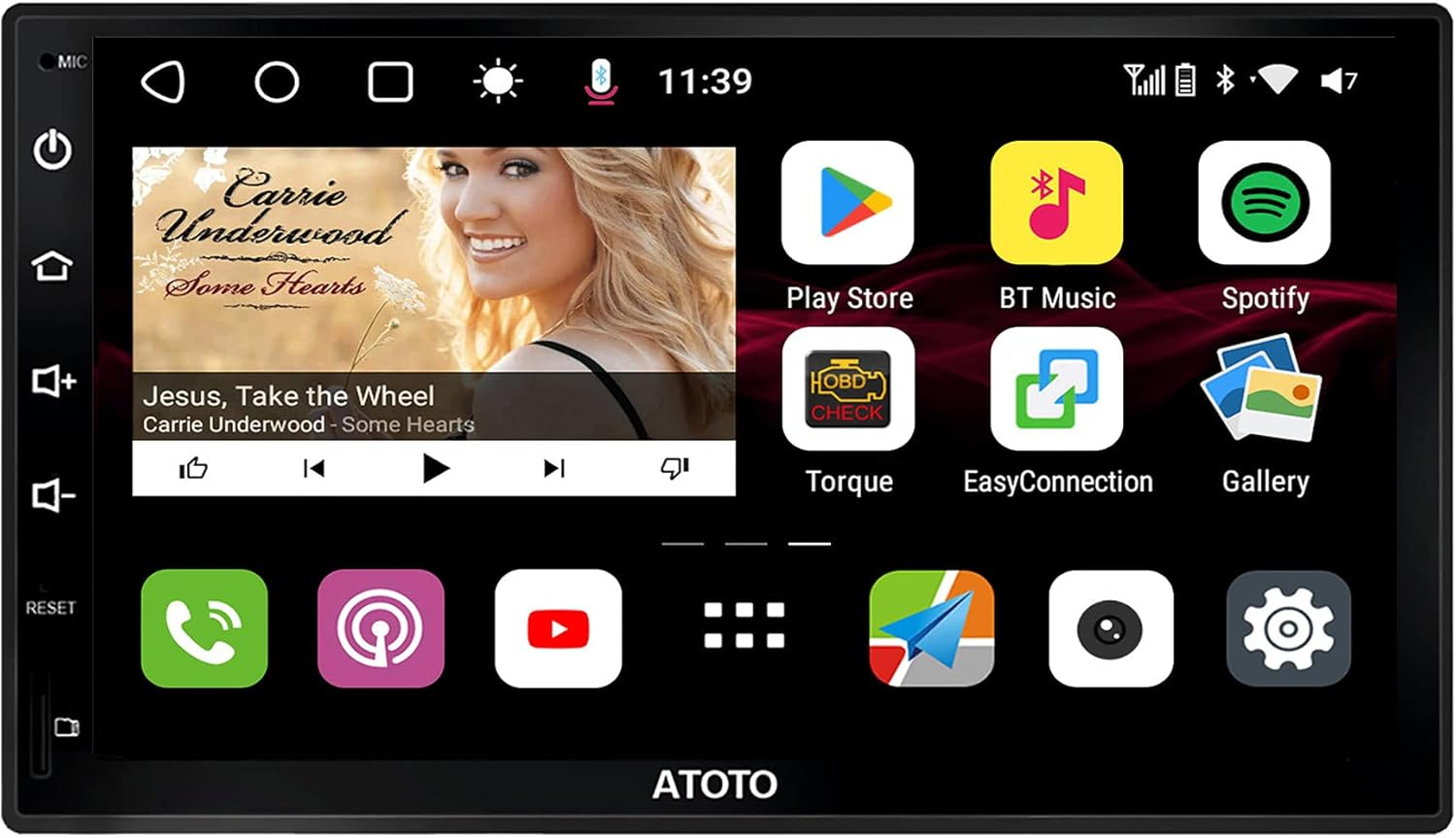 ATOTO S8 Premium 7inch Double-DIN Android Car Stereo, Wireless CarPlay & Android Auto, Dual Bluetooth w/aptX HD, QLED Display,Split Screen, HD Rearview with LRV, USB tethering,SCVC and More, S8G2B74PM