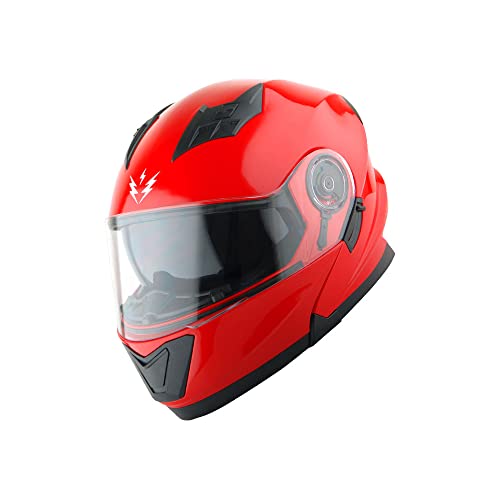 1Storm New Motorcycle Bike Modular Full Face Helmet Dual Visor Sun Shield with Rechargeable LED Tail Light: Matt Black