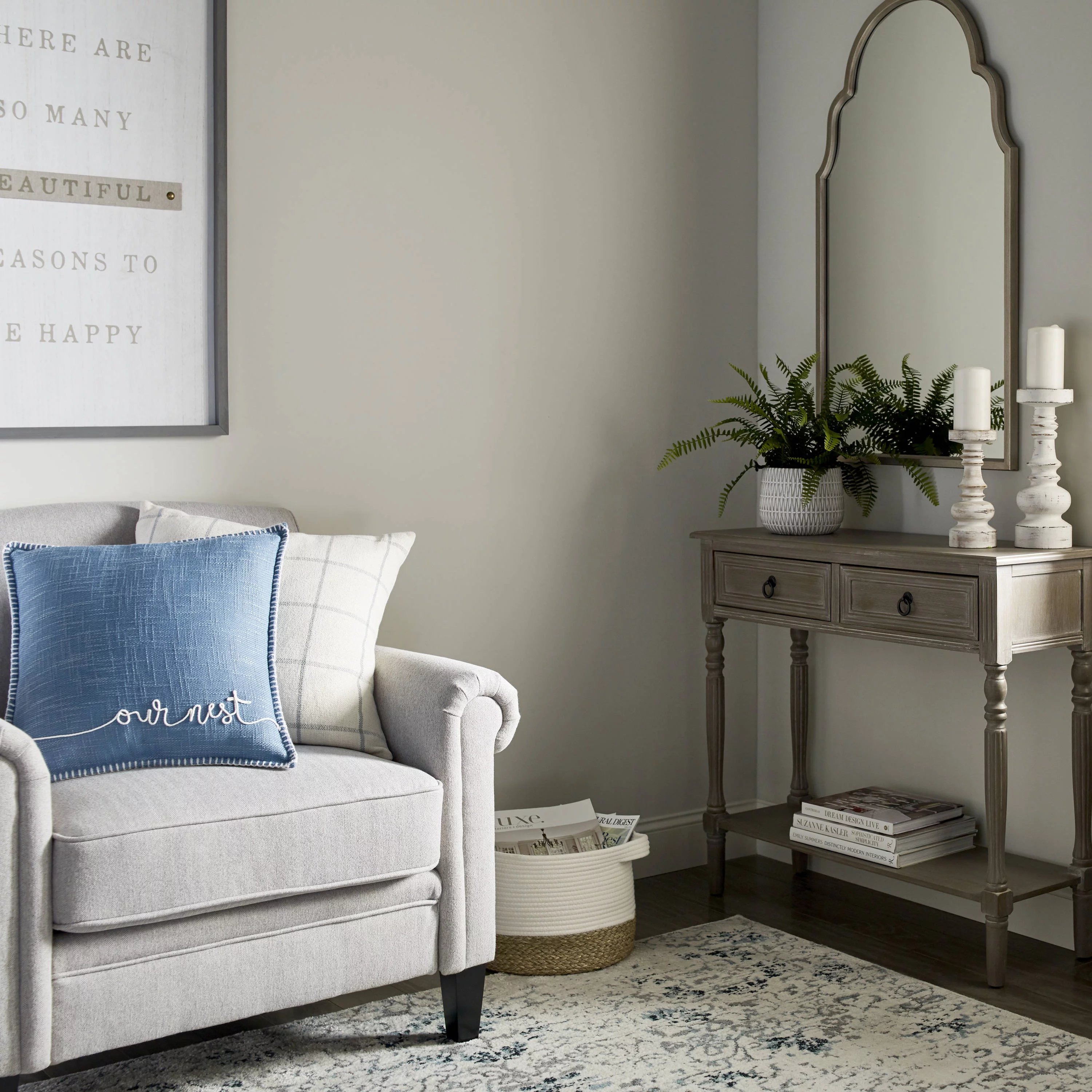 KOWO Upholstered Rolled Arm Accent Armchair gray