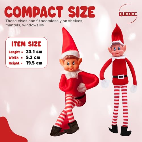 Quebec Naughty Elf Set - Boy & Girl Christmas Elf Figures, Santa's Little Helper Inspired, Soft Body, Vinyl Faces, 12 Inch, Couple