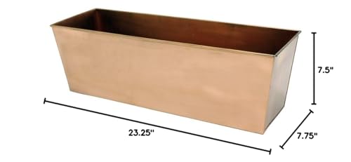 Achla Designs C-82C Plain Copper Flowerbox, Large Copper Window Flowerbox Planter, Large, Antique Copper Finish