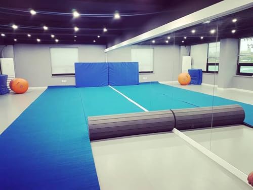 Premium Indoor Gymnastics Track Exercise Mat with Grippy Gym Carpet Top - Sturdy Foam Wrestling Mat for MMA, Cheerleading, and Fitness - Roll Out Design for Easy Setup