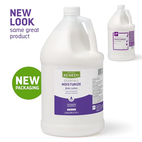 Medline Remedy Essentials Moisturizing Body Lotion (1 Gallon Bottle), Fresh Scent, Hydrating, Non-Greasy, For Dry Skin, Hypoallergenic, Men, Women, Elderly
