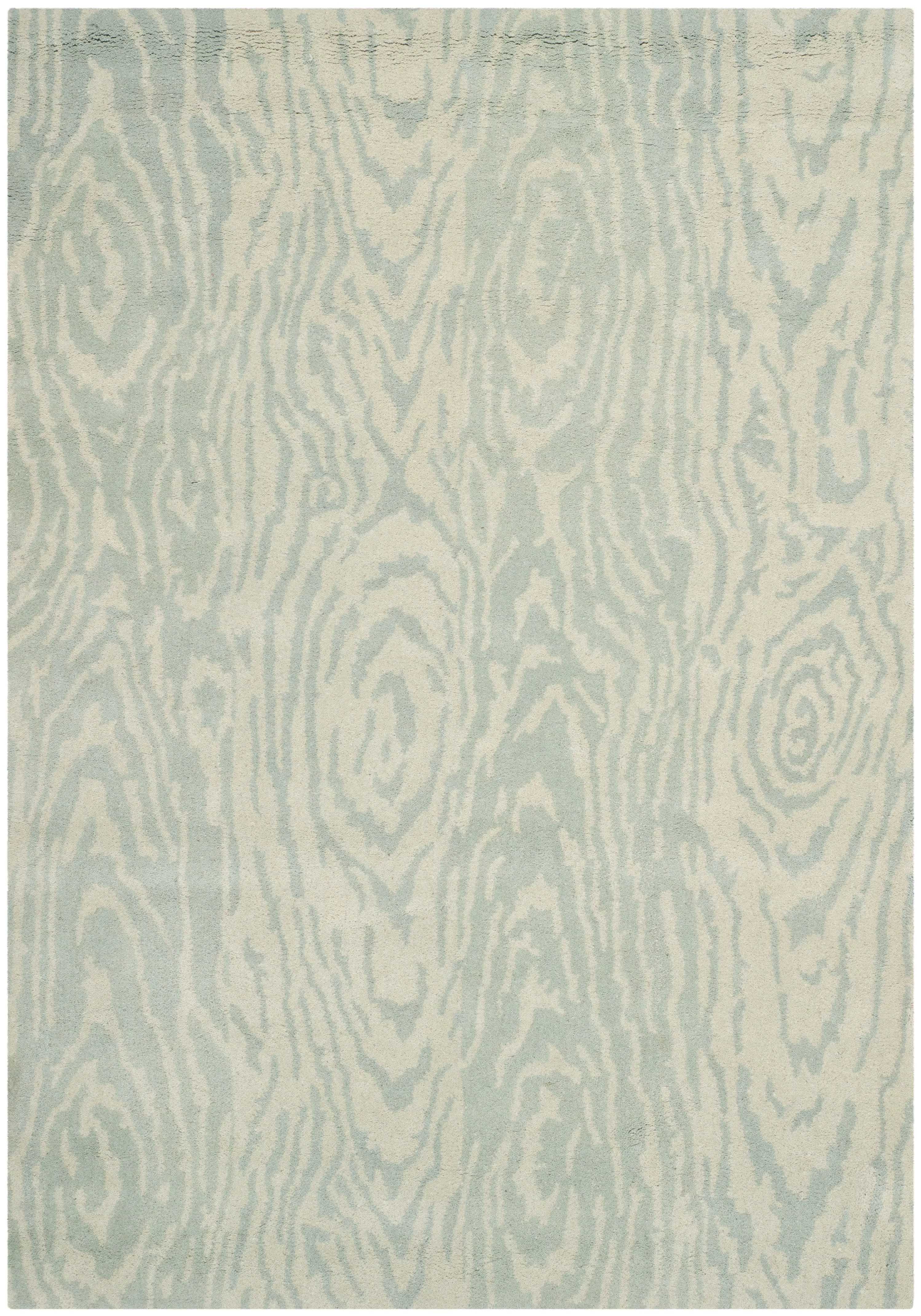 SAFAVIEH Martha Stewart Layered Faux Bois Woodworks Wool Area Rug, Grey Mist, 4' x 6'