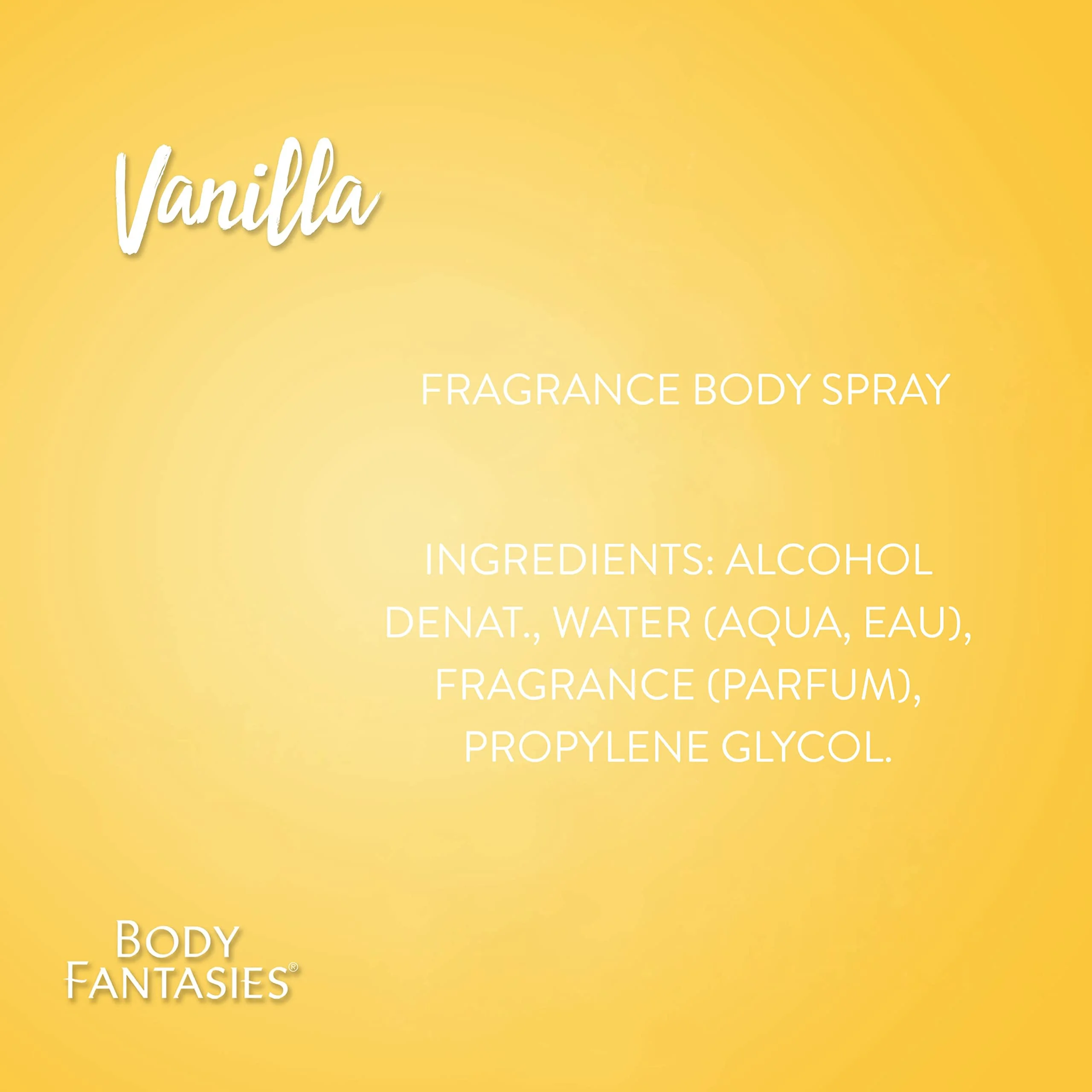 Body Fantasies Signature Fragrance Body Spray, Vanilla, 8 fl oz (Pack of 2)