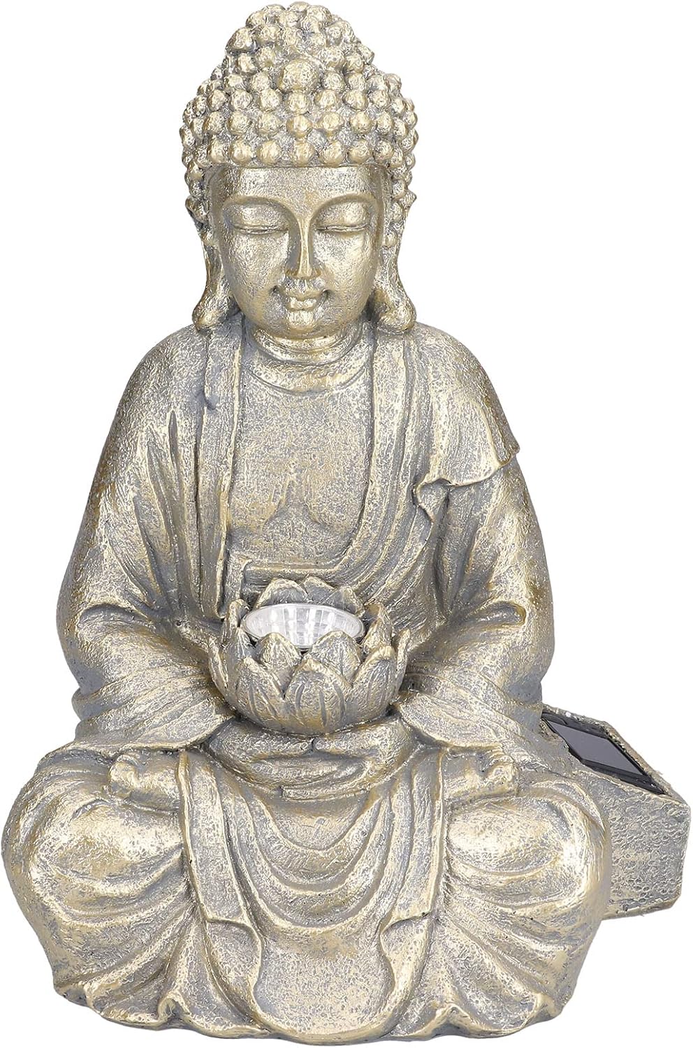Solar Powered Buddha Garden Statue, Peaceful Zen Buddha Sculpture for Yard, Garden, Patio, Outdoor Decorative Light